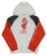 Nové - Bílo-tmavošedo-červená fotbalová mikina s kapucí - FC Liverpool