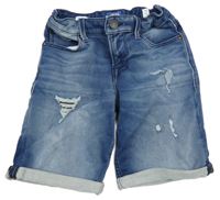 Modré teplákovo/riflové kraťasy s prošoupáním Jack & Jones