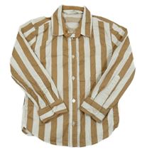Hnědo-bílá pruhovaná košile H&M