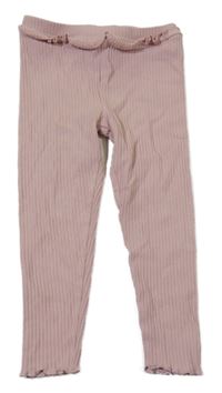 Světlerůžové žebrované legíny s volánky Mango