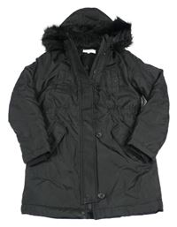 Černá šusťáková zimní parka s kapucí 
