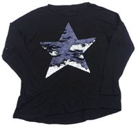 Černé triko s hvězdičkou z překlápěcích flitrů 