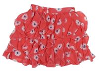 Růžová květovaná šifonová sukně s volánky DopoDopo 