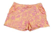 Oranžové bavlněné kraťasy s květy H&M