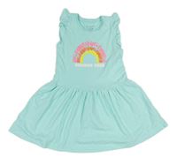 Světlemodré bavlněné šaty s duhou Primark 