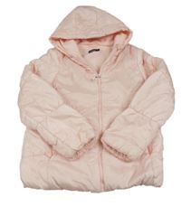 Světlerůžová hvězdičkovaná šusťáková zimní bunda s kapucí In Extenso