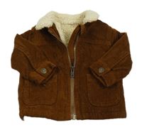 Hnědá manšestrová zateplená bunda s límečkem zn. Nutmeg