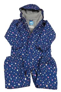 Tmavomodrá šusťáková zimní kombinéza se vzorem Jan & Jul