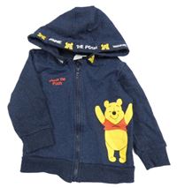 Tmavomodrá propínací mikina s medvídkem Pú a kapucí Disney