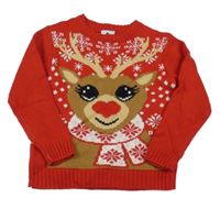 Červený svetr se sobem 