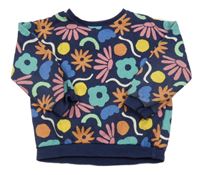 Tmavomodrá mikina s kytičkami F&F