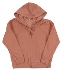 Starorůžová propínací mikina s volánky a kapucí George