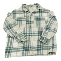 Smetanovo-zeleno-béžová kostkovaná flanelová košilová bunda H&M
