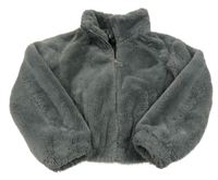 Šedá kožešinová podšitá crop bunda New Look
