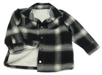 Černo-šedo-bílá kostkovaná zateplená kostkovaná košilová bunda F&F