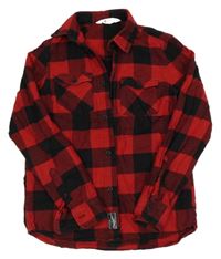 Červeno-černá kostkovaná flanelová košile H&M