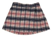 Tmavomodro-růžřovo-bílá kostkovaná vlněná sukně F&F