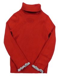 Červený žebrovaný svetr s rolákem Primark