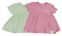 Nové - 2x - Světlezelené + růžové bavlněné šaty Dunnes