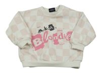 Bílo-světlerůžová oversize mikina s nápisem Blondie