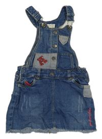 Modré riflové laclové šaty s nášivkami Orchestra 