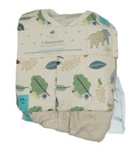 Nové - 3x - Šedý + světlemodrý + bílý overal s listy Primark