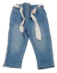 Modré teplákové rifle s páskem 