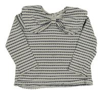 Bílo-tmavomodré pruhované triko s límečkem Next