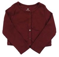 Vínová žebrovaná propínací mikina H&M