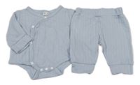 2set - Světlemodré žebrované zavinovací body + tepláky Shein