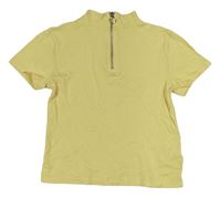 Žluté žebrované crop tričko se zipem H&M