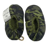 Khaki army plyšové zateplené bačkory PEP&CO vel. 31-36