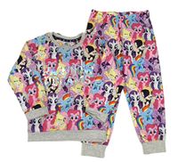 Barevno-světlešedé pyžamo s pony a metalickými nápisy