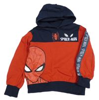 Červeno-tmavomodrá mikina se Spider-manem a pruhem a kapucí C&A