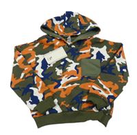 Nové - army-khaki mikina s kapsou a kapucí Tu 