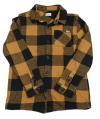 Medovo-černá kostkovaná flaušová košile F&F