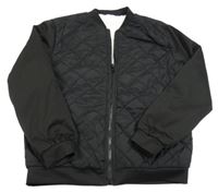 Černý prošívaný šusťákovo/teplákový zateplený bomber SHEIN