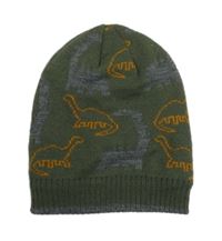 Khaki pletená čepice s dinosaury Topolino