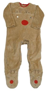 Světlehnědo-červená plyšová kombinéza - sob Nutmeg