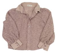 Starofialovo-pudrová halenka s chlupatými třásněmi SHEIN