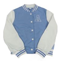 Modro-bílá baseballová mikina s písmenkem a pruhy SHEIN