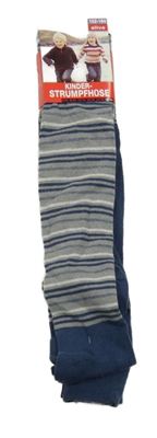 Nové - šedo-modro-bílo-tmavomodré pruhované punčocháče alive