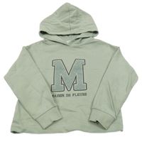 Olivová crop mikina s písmenkem a kapucí MANGO