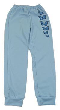 Světlemodré sportovní tepláky s motýlky SHEIN