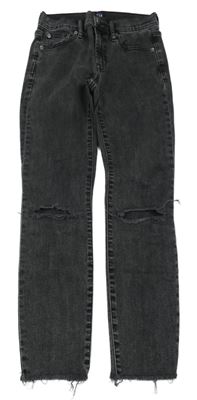 Tmavošedé skinny rifle s děravými koleny GAP