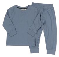 Modrošedé žebrované pyžamo H&M