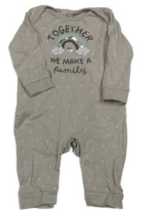 Šedobéžový puntíkatý overal s duhou a nápisy orsolino