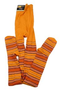 Nové - oranžovo-tmavooranžovo-pruhované punčocháče CRONERT