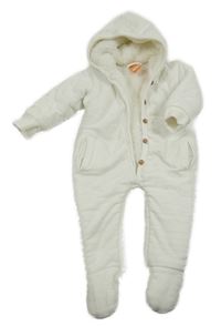 Bílá žebrovaná/vzorovaná zateplená kombinéza s kapucí PUSBLU