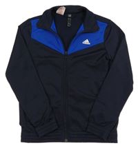 Tmavomodro-cobaltově modrá thermo propínací mikina Adidas